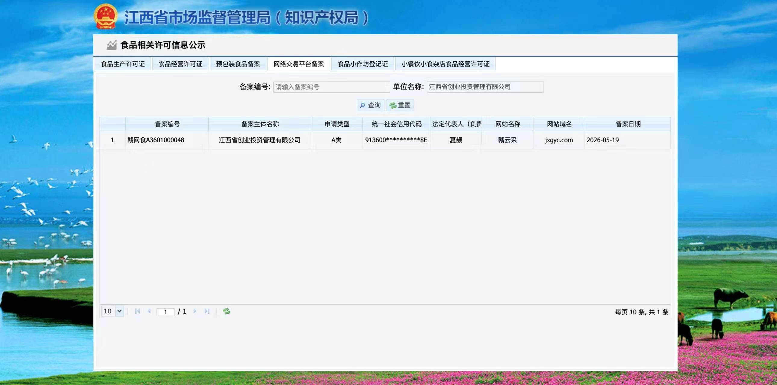 食品相关许可信息公示